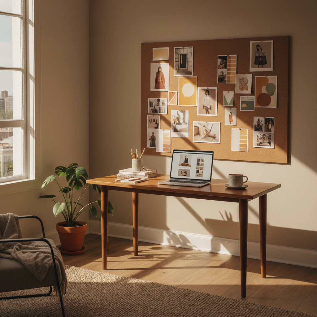 Espacio de trabajo creativo con luz cálida — WildCraft