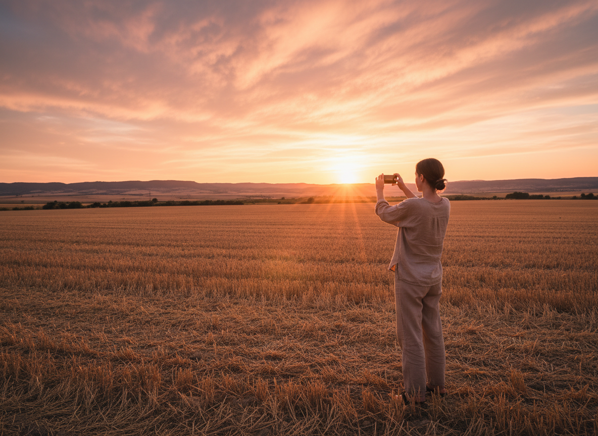 Aerial drone photography of golden fields at sunset, warm orange and golden tones, cinematic quality, no people, dramatic sky. Style matches: dark premium agency aesthetic, high contrast, professional photography. Similar mood to landscape drone photography at golden hour.